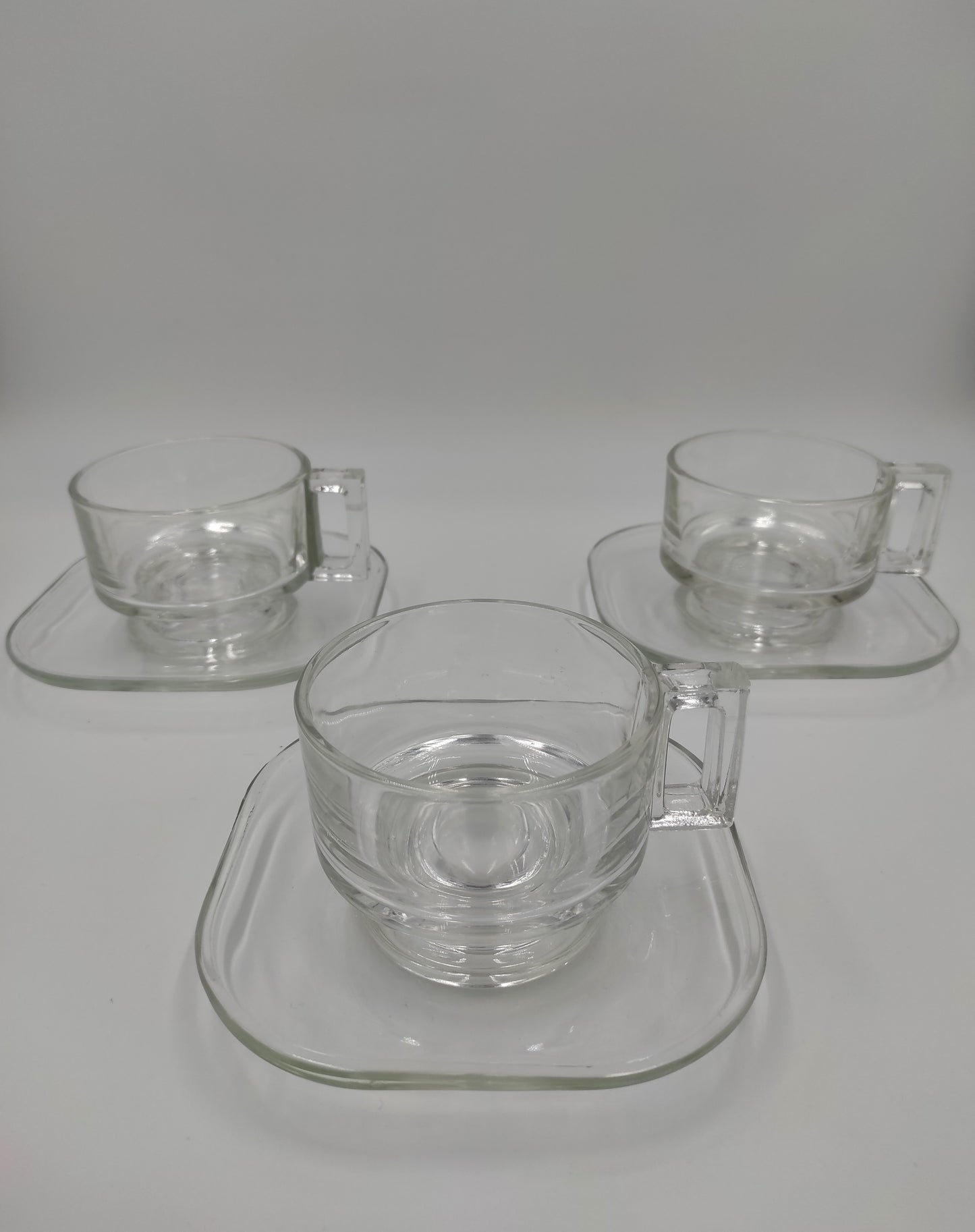 SUPERBE Set de 3 tasses et sous tasses transparentes de JOE COLOMBO pour ARNO