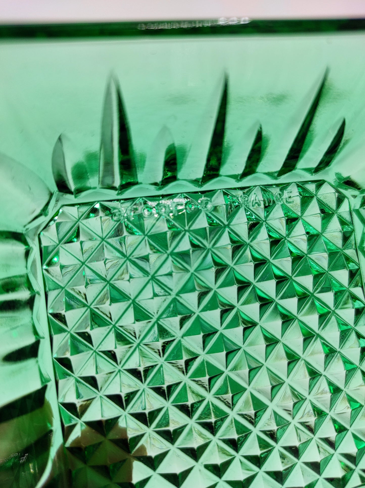 Serviteur/service à hors-d'œuvre Luminarc Arcoroc vert émeraude années 70