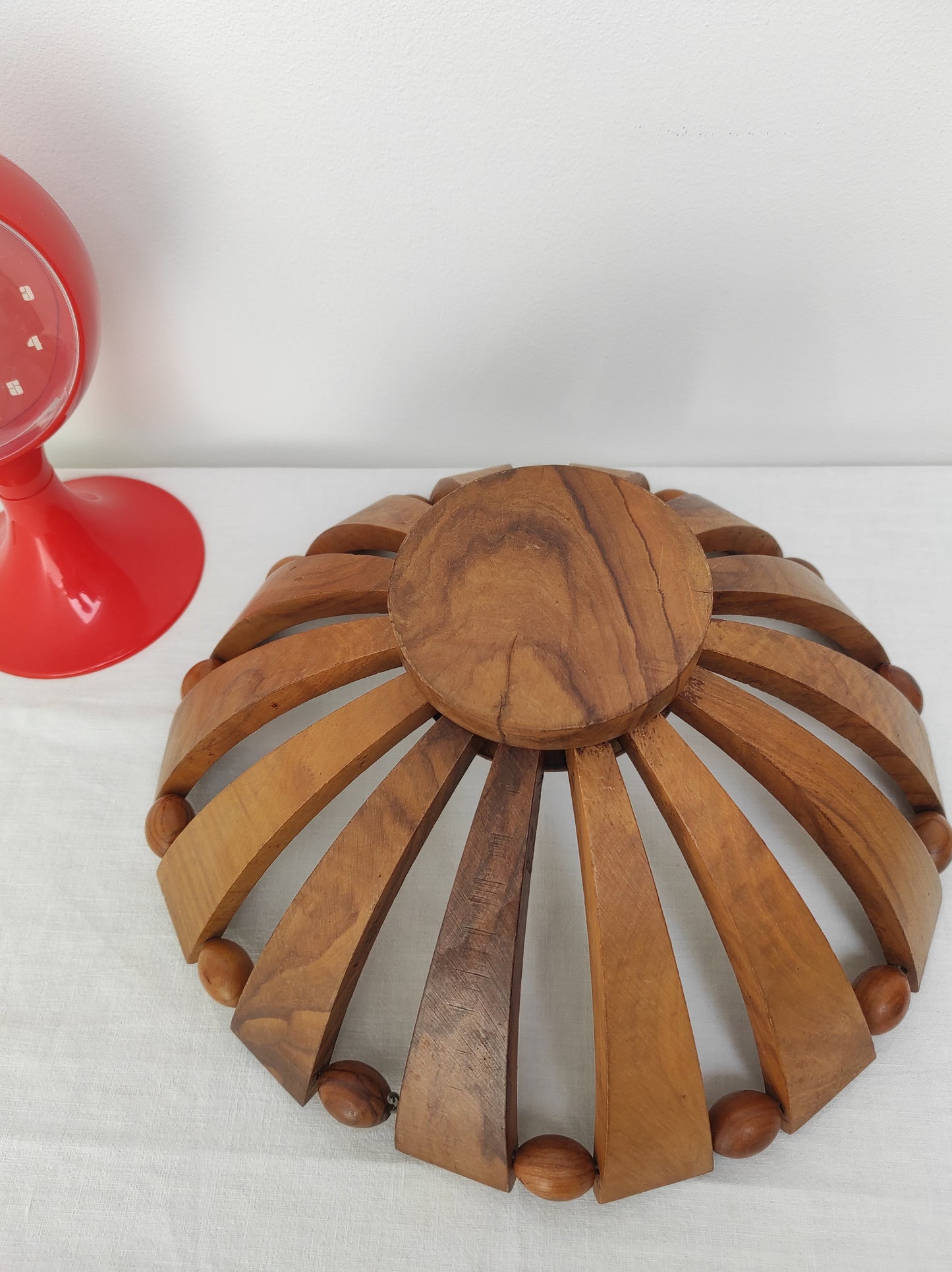 Panière/corbeille à fruits vintage en bois d'olivier