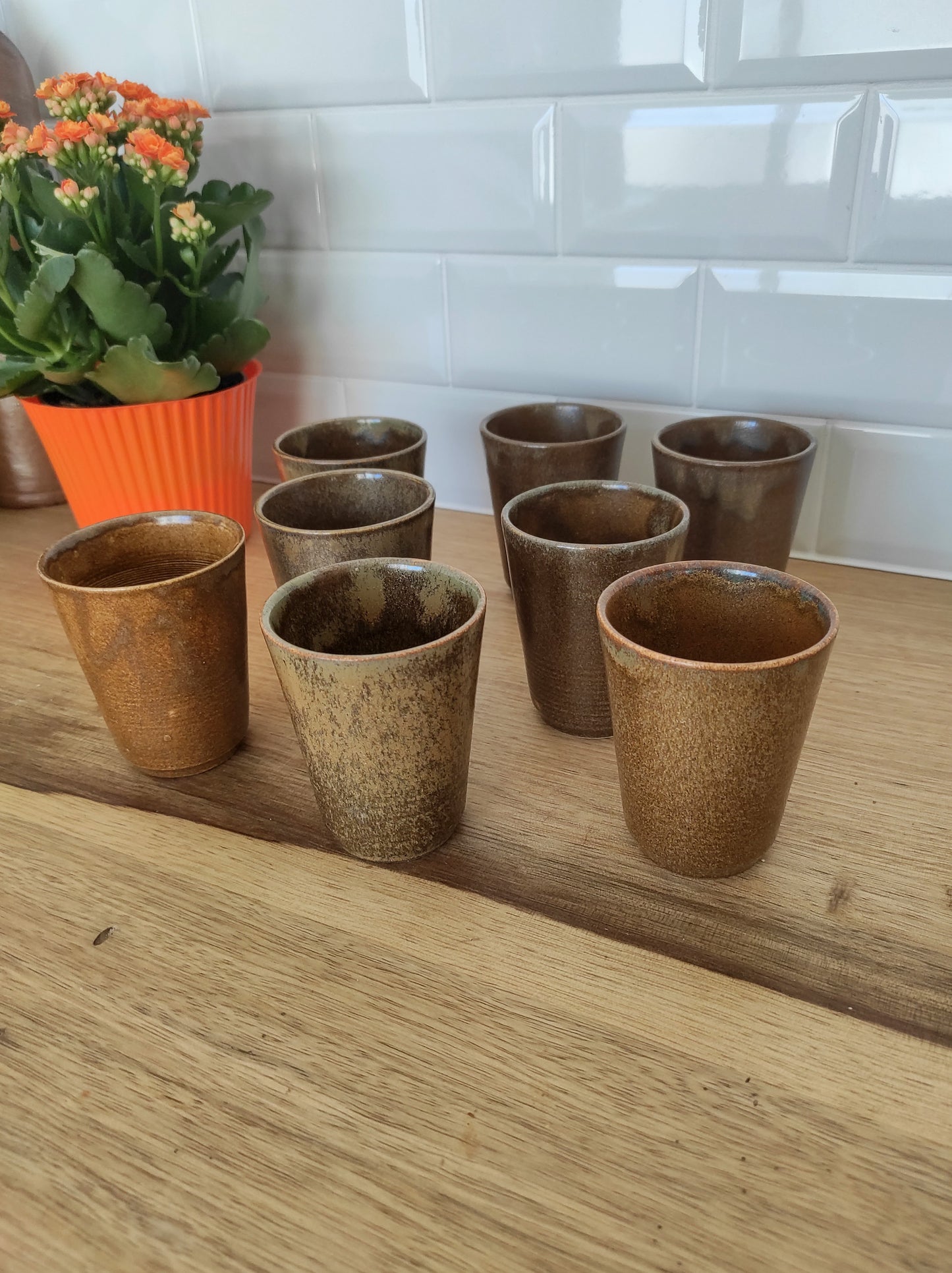 Set de 8 verres gobelets en grès Digoin