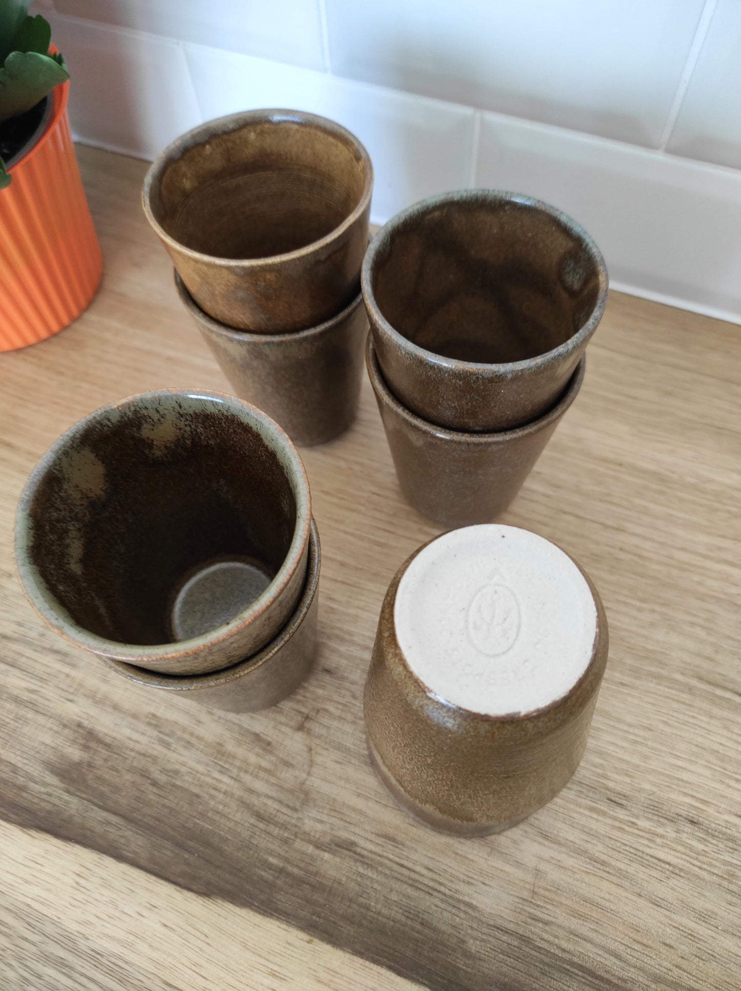 Set de 8 verres gobelets en grès Digoin