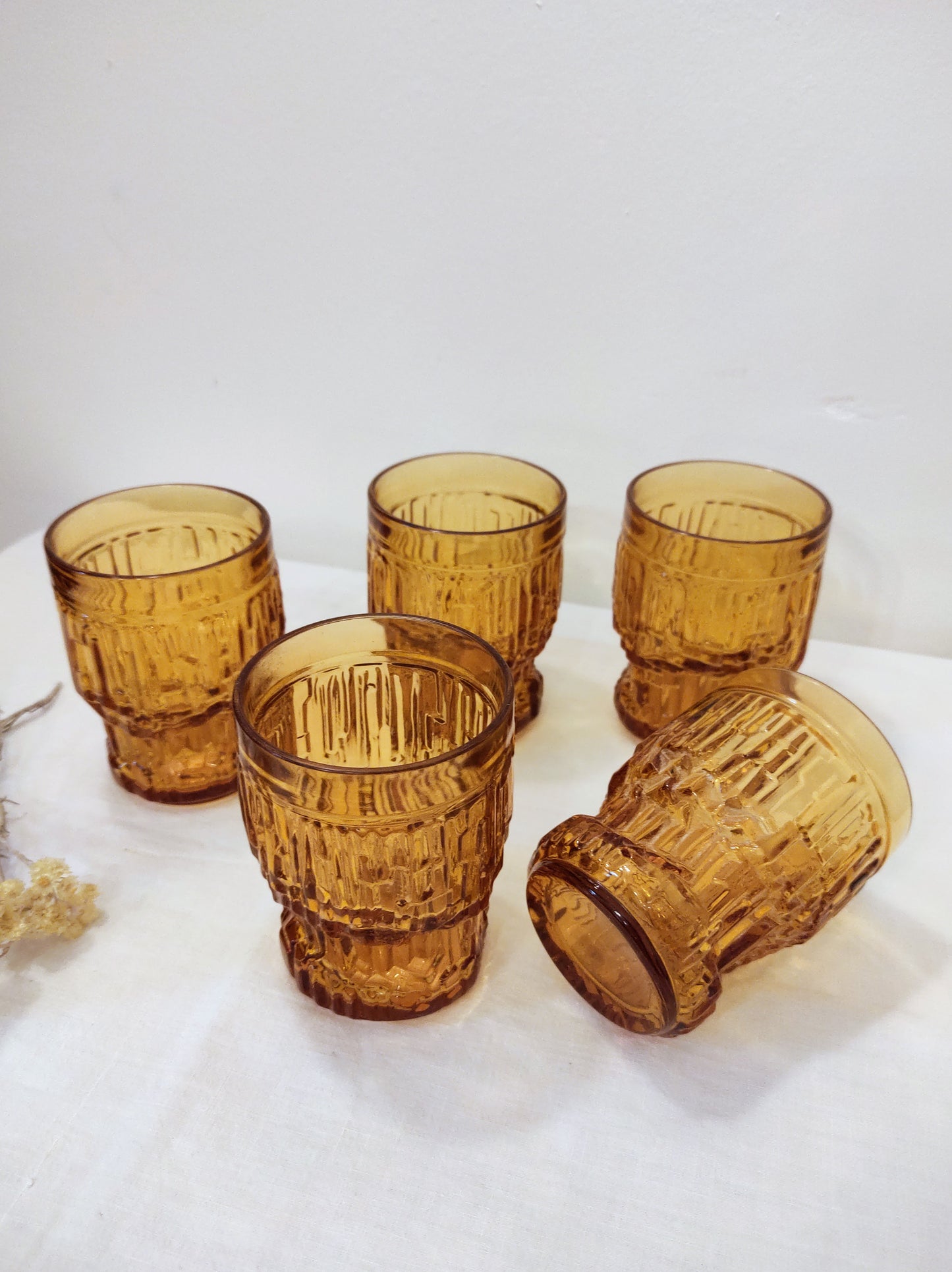 Set de 5 verres ambrés années 70 par Bormioli