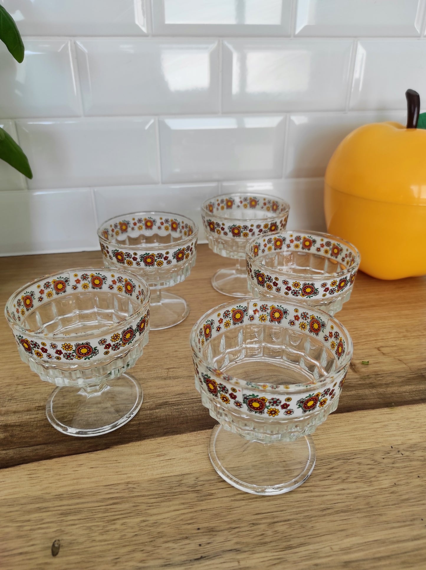 Set de 5 coupes à fruits/coupe à glace vintage.