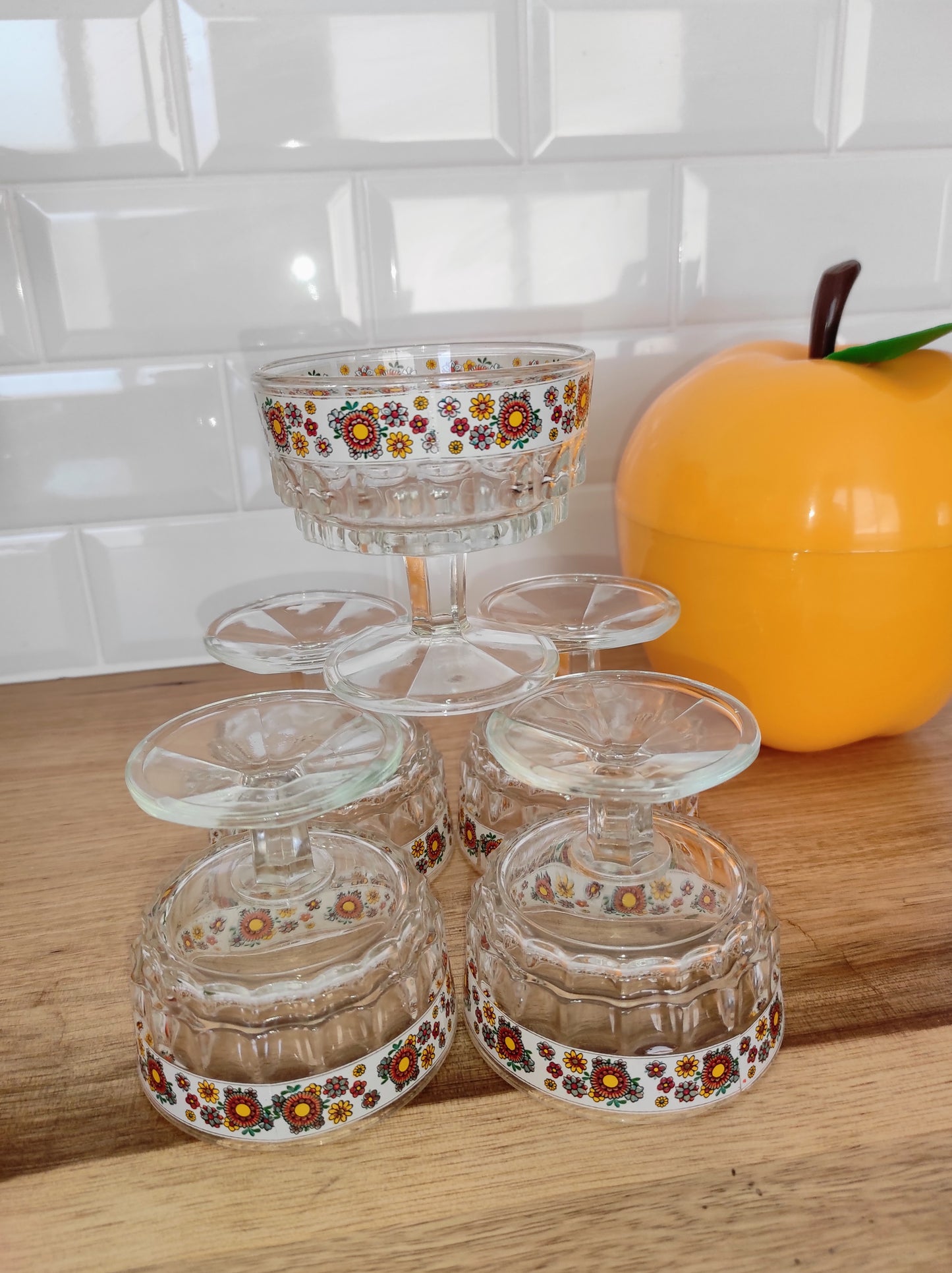 Set de 5 coupes à fruits/coupe à glace vintage