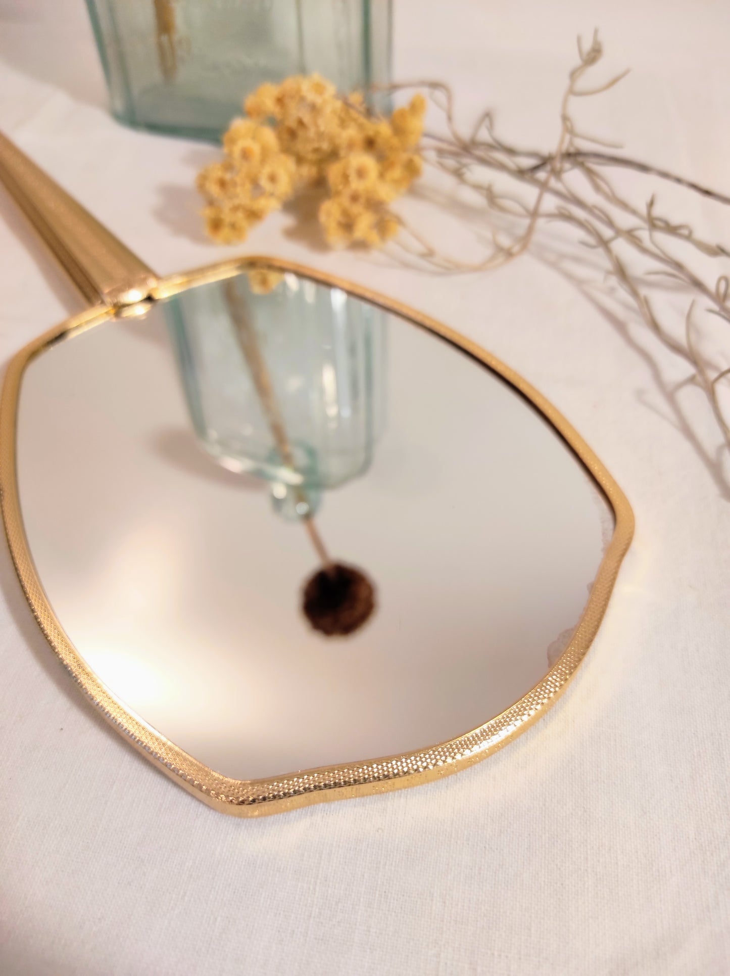 Ancien set à main miroir et brosse à cheveux