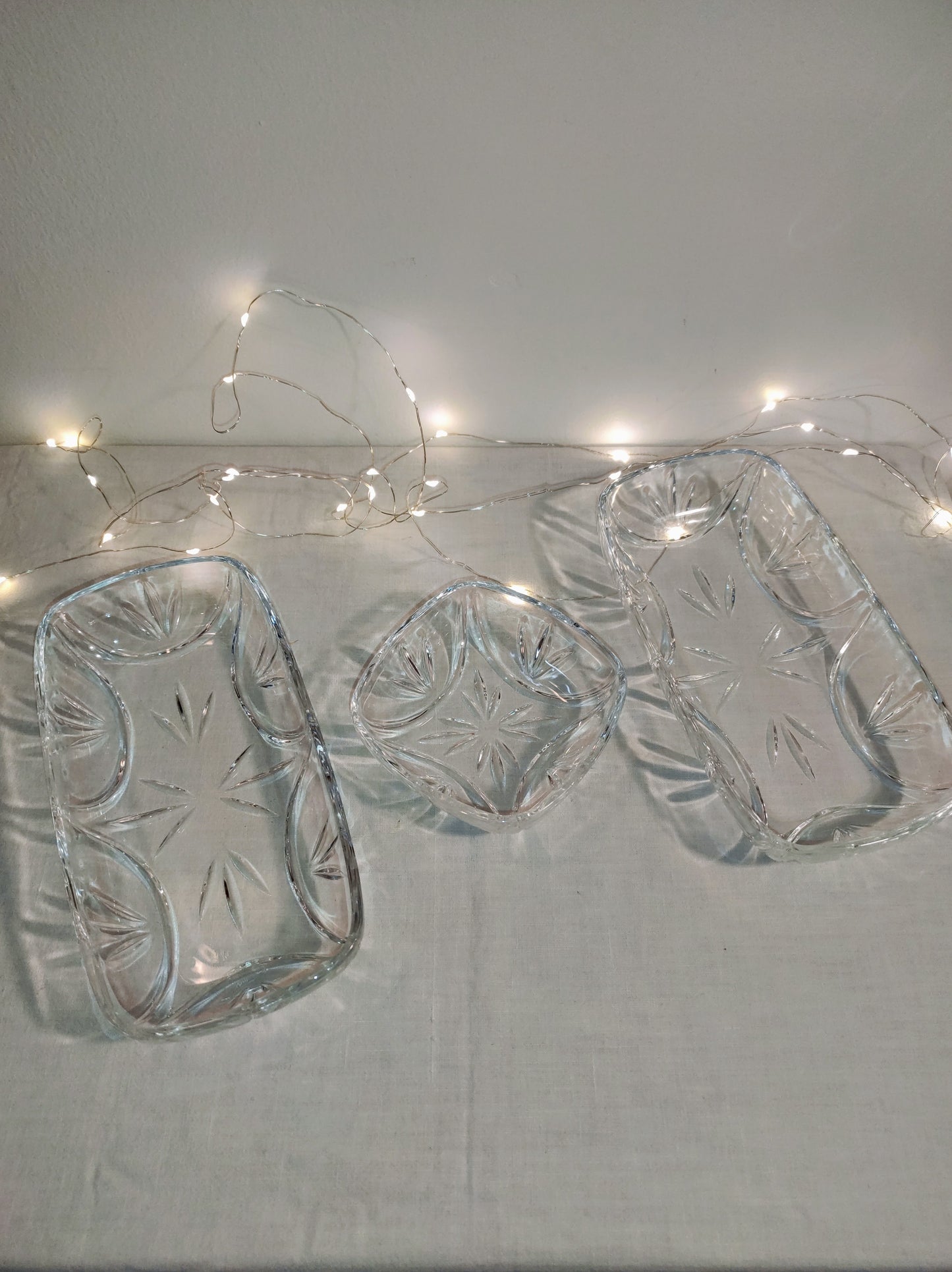 Set de 3 ramequins en verre taillé années 60