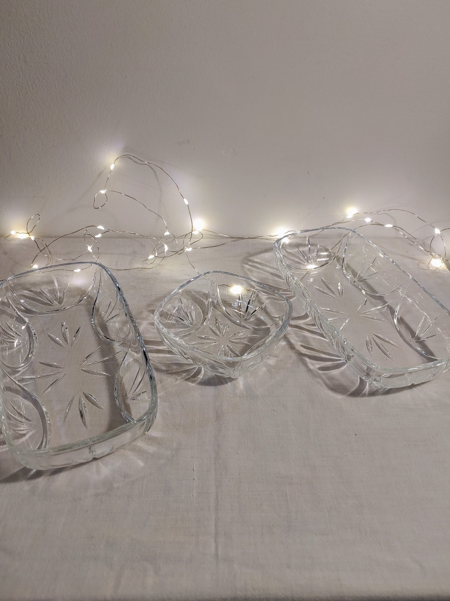 Set de 3 ramequins en verre taillé années 60