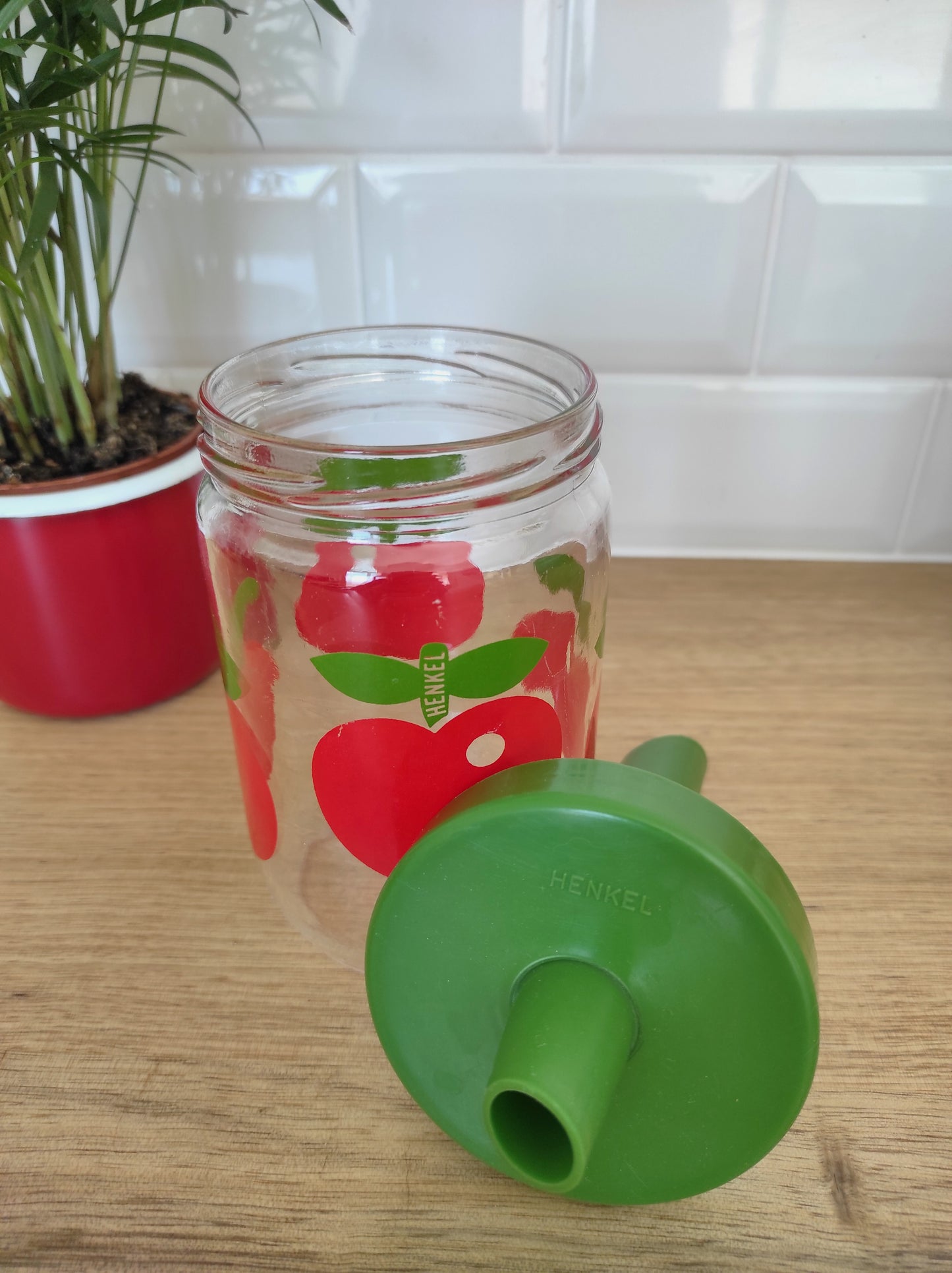 Pot/bocal de conservation Henkel Vintage sucrier motif pomme