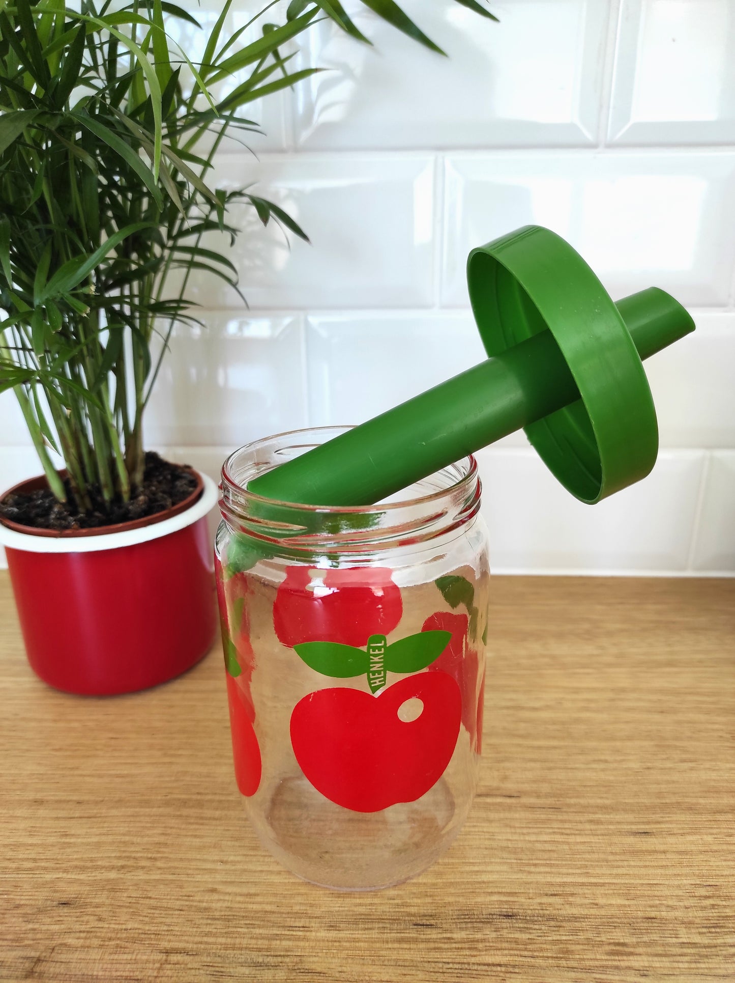 Pot/bocal de conservation Henkel Vintage sucrier motif pomme