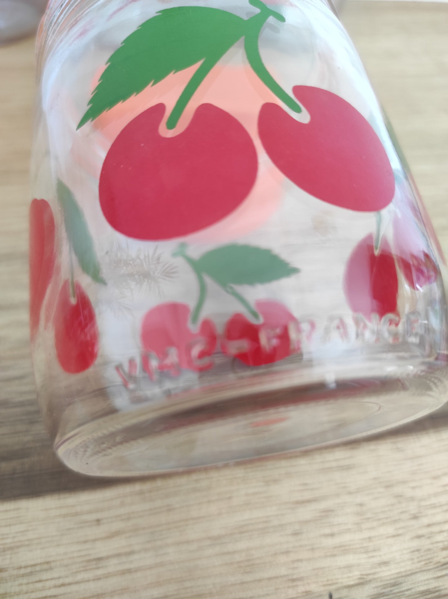 Pot/bocal de conservation Henkel Vintage verre motif cerise