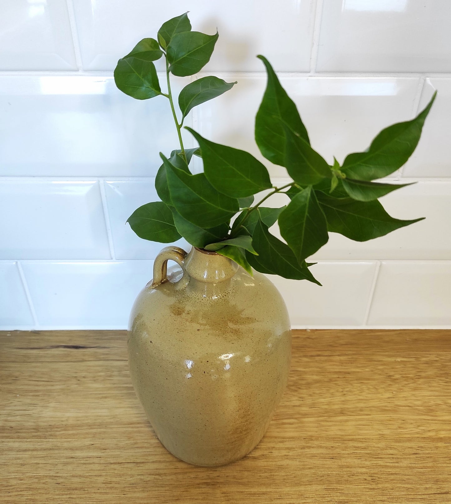 Ancienne bouteille/ancien pichet en grès vernissé. Ce joli pichet ancien en grès vernissé. Très décoratif, vous pourrez aussi bien l'utiliser en pichet ou bien le détourner en vase pour accueillir vos petits bouquets de fleurs séchés. En déco, il fera aussi faire son effet en accumulation avec d’autres formats ou d'autres couleurs (que vous pourrez retrouver sur le site de la boutique). En très bon état, aucun éclat, pas de bouchon. Carafe vintage