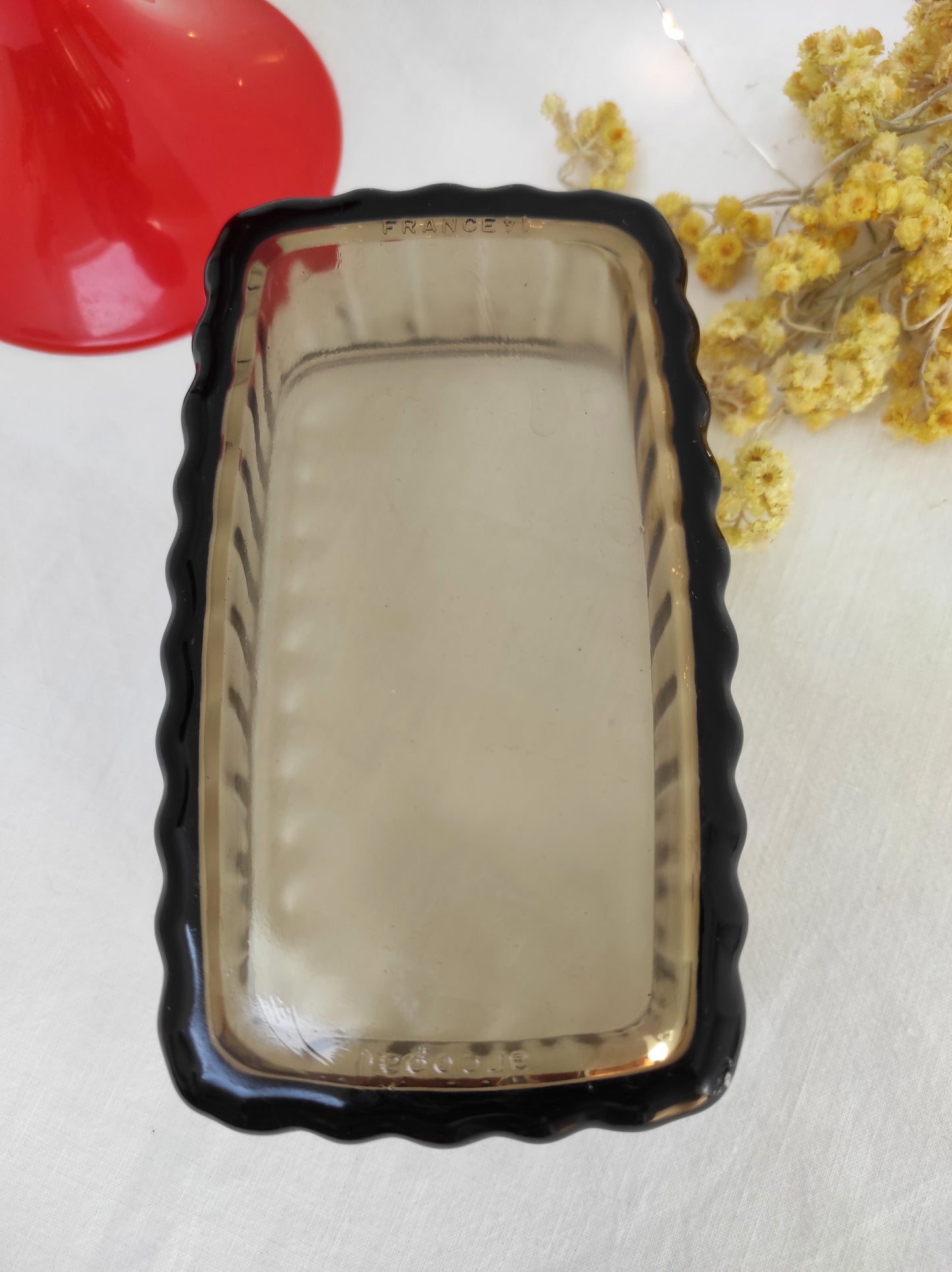 Beurrier Shell en verre fumé des années 70