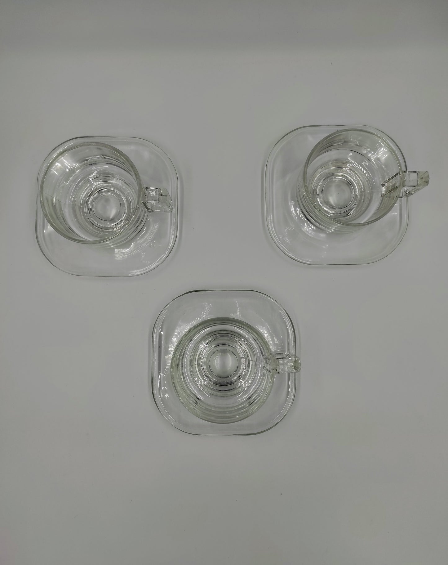 SUPERBE Set de 3 tasses et sous tasses transparentes de JOE COLOMBO pour ARNO