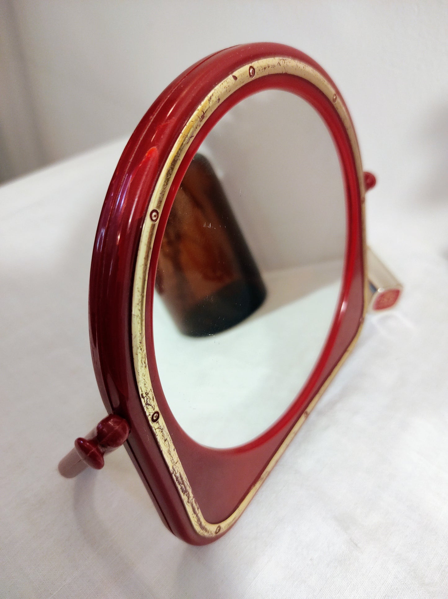 Miroir à poser en plastique rouge vintage